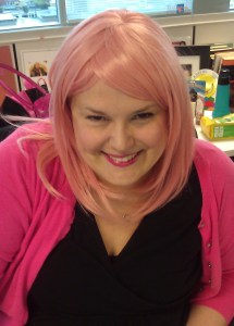 Rocking the Pink Wig in the office